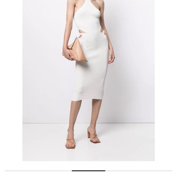 Dion Lee lustrate fork dress, cut-out detail. Ivory - Picture 2 of 8
